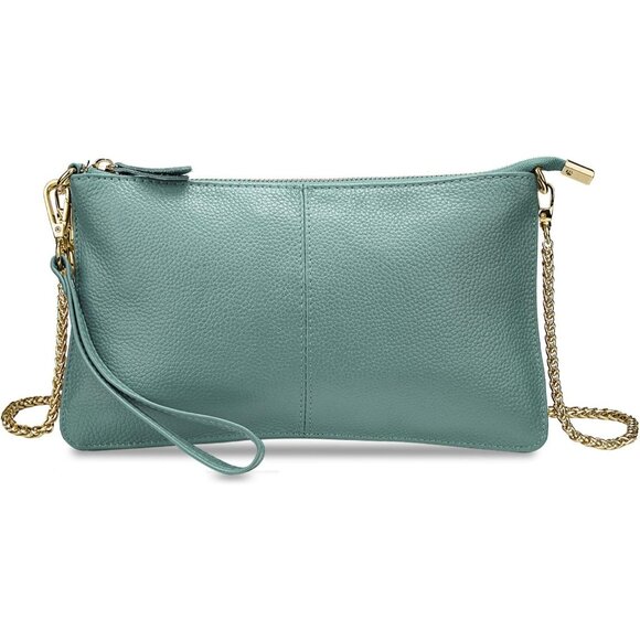 Handbags - RFID Blocking Mint Chain Wristlet Purse Women Small Clutch Zipper Pockets